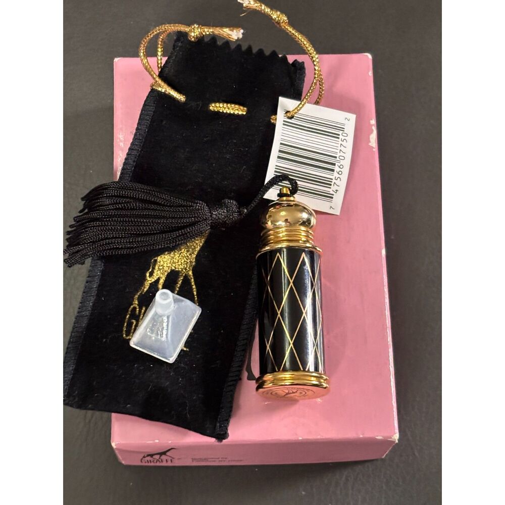 Vintage Giraffe Black & Gold Enamel Perfume Vial
